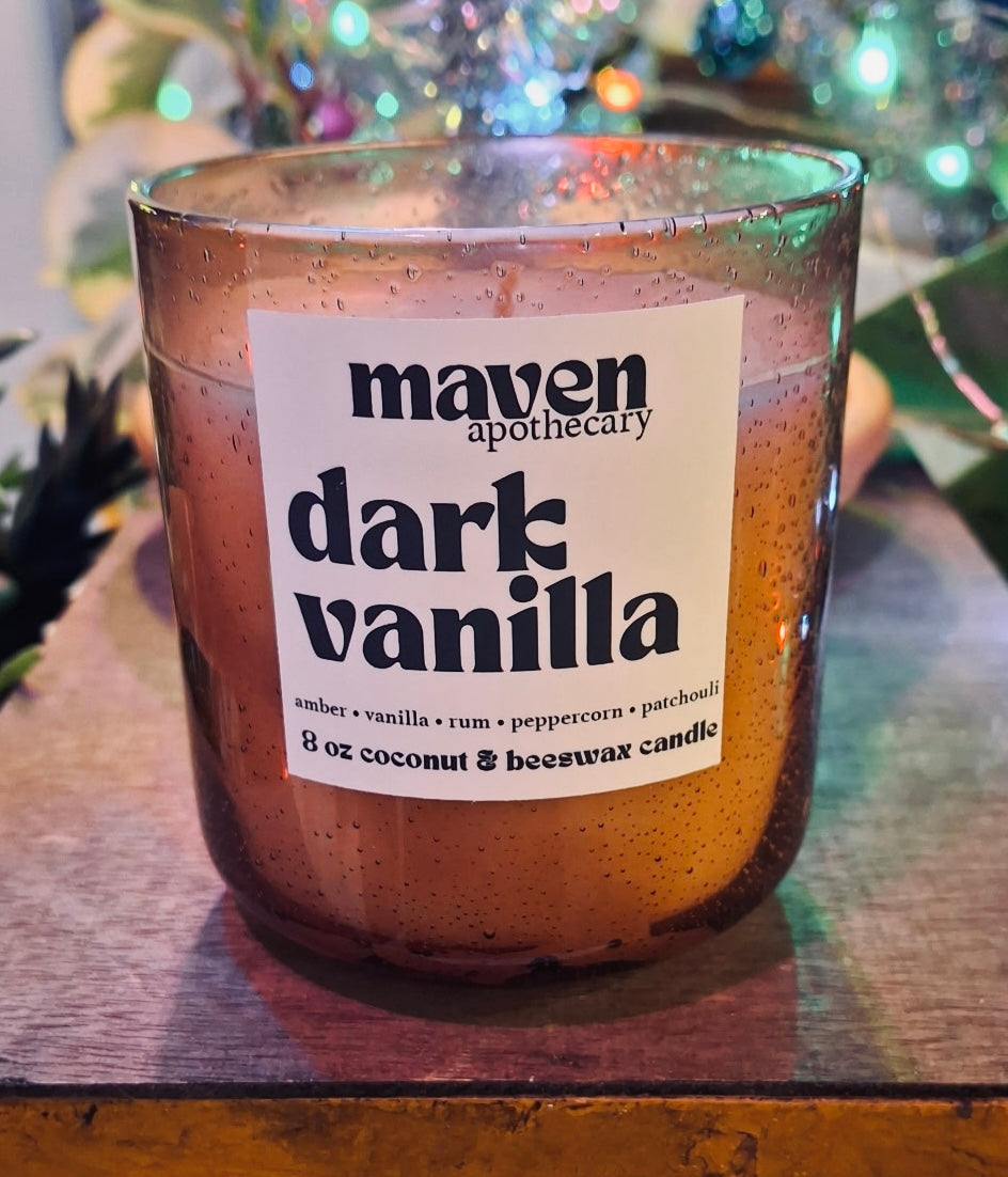 Dark Vanilla Beeswax & Coconut Wax Candle 8oz