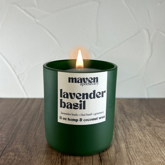 Lavender Basil Hemp & Coconut Wax Candle 8oz