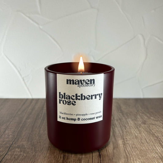 Blackberry Rose Hemp & Coconut Wax Candle 8oz