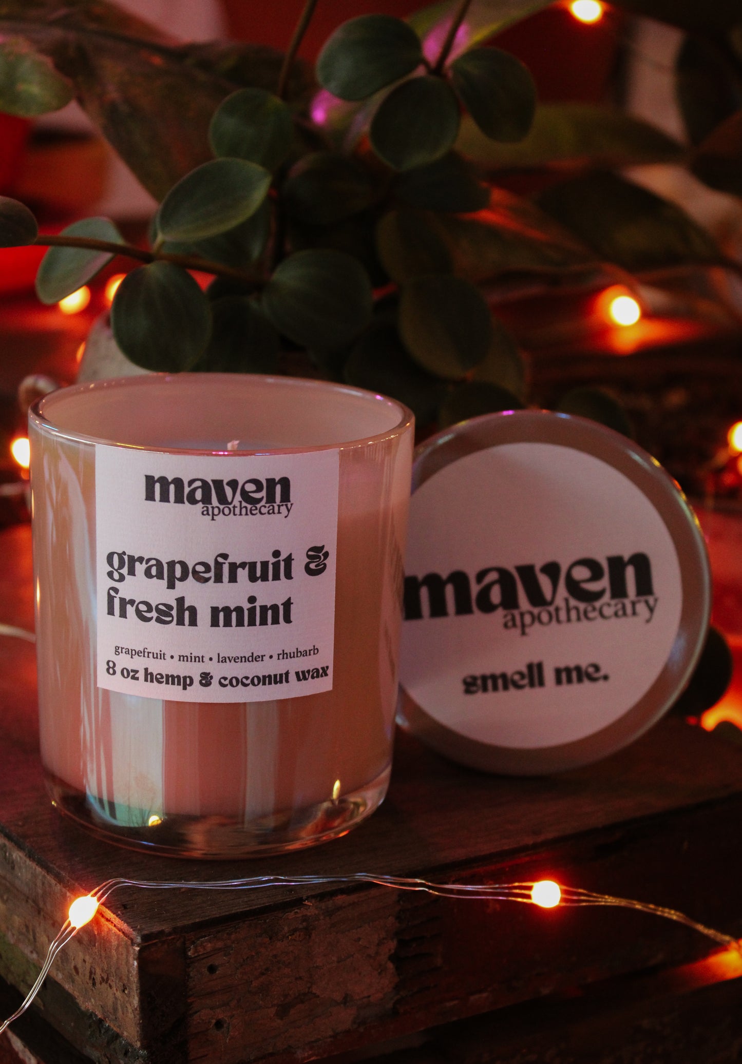 Grapefruit & Fresh Mint Hemp & Coconut Wax Candle 8oz