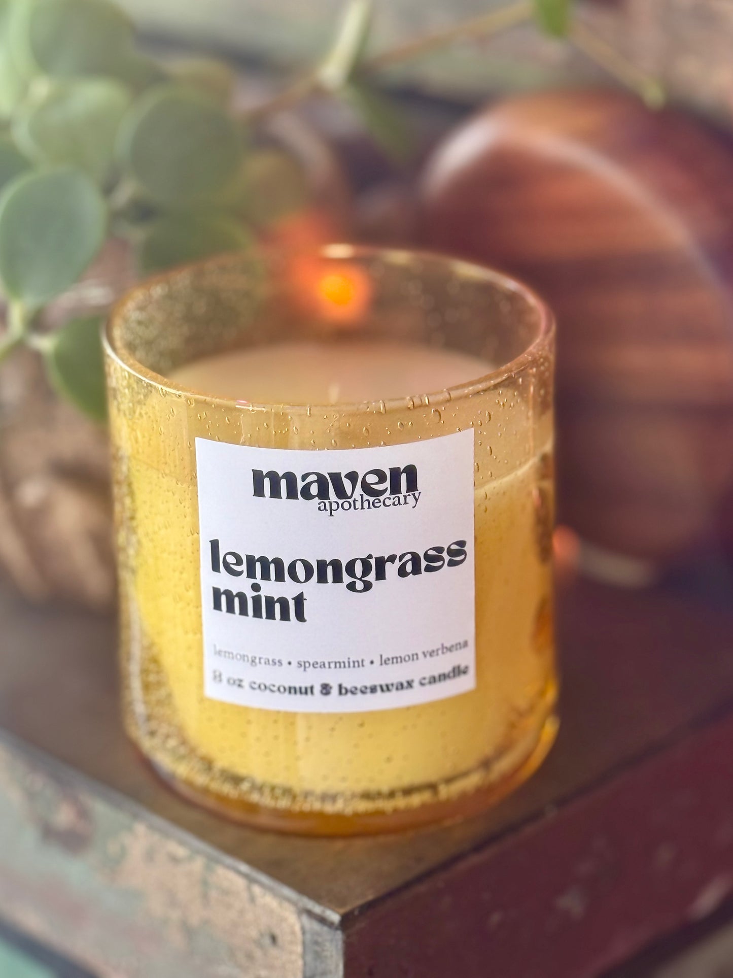 Lemongrass Mint Beeswax & Coconut Wax Candle 8oz