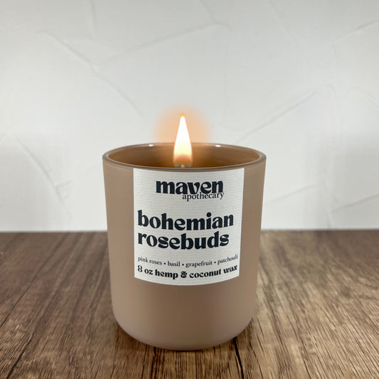 Bohemian Rosebuds Hemp & Coconut Wax Candle 8oz