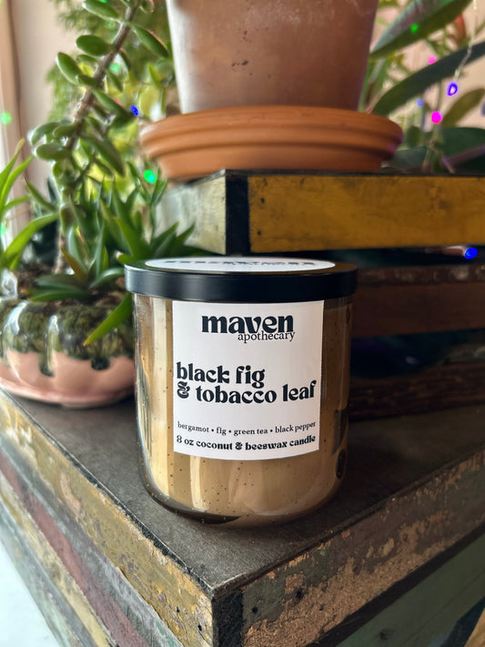 Black Fig & Tobacco Leaf Beeswax & Coconut Wax Candle 8oz