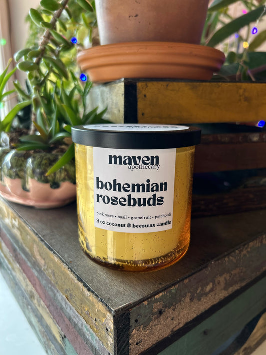 Bohemian Rosebuds Beeswax & Coconut Wax Candle 8oz