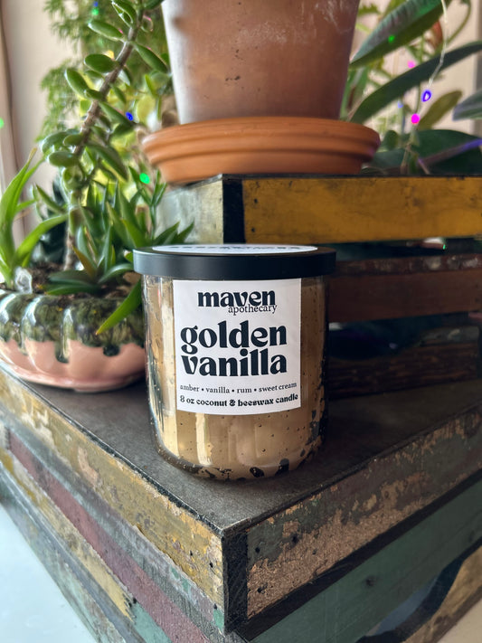 Golden Vanilla Beeswax & Coconut Wax Candle 8oz