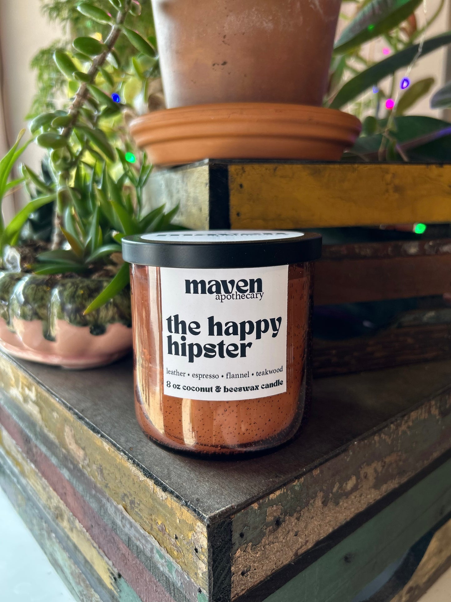 The Happy Hipster Beeswax & Coconut Wax Candle 8oz
