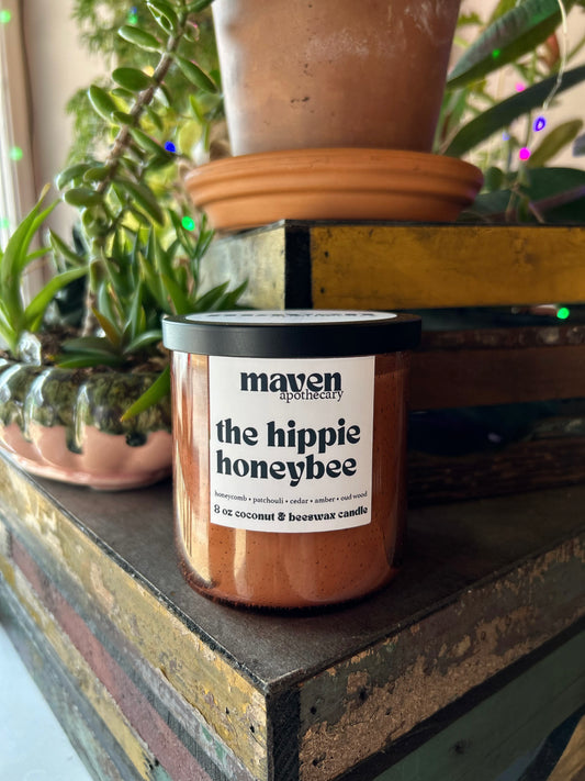The Hippie Honeybee Beeswax & Coconut Wax Candle 8oz