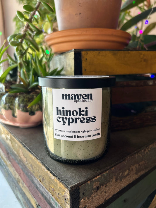 Hinoki Cypress Beeswax & Coconut Wax Candle 8oz