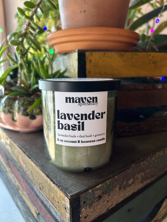 Lavender Basil Beeswax & Coconut Wax Candle 8oz