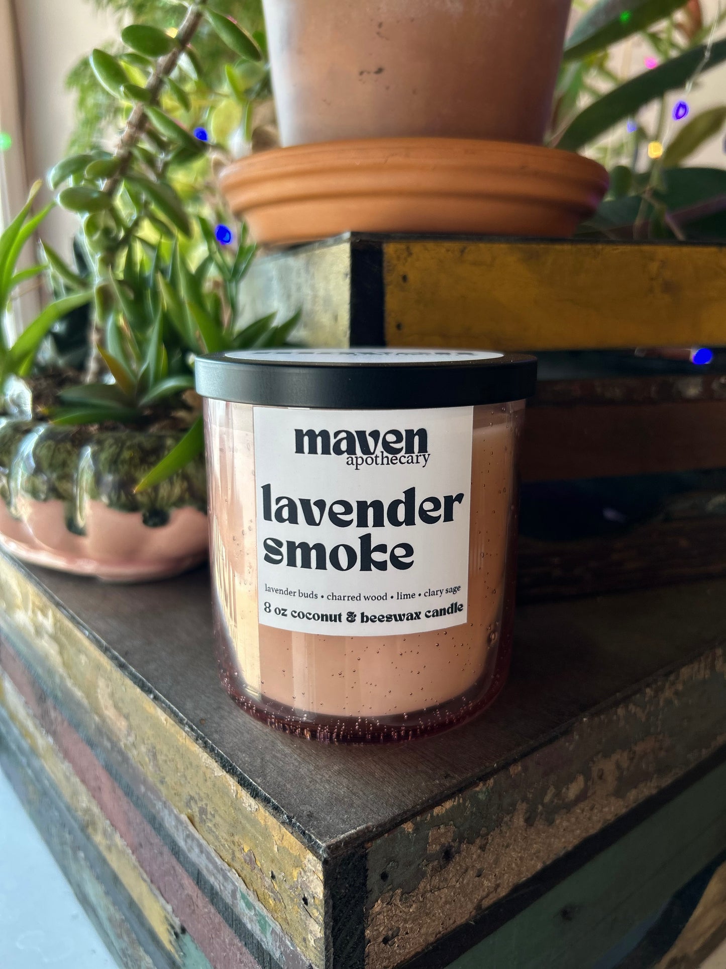 Lavender Smoke Coconut Wax & Beeswax Candle 8 oz