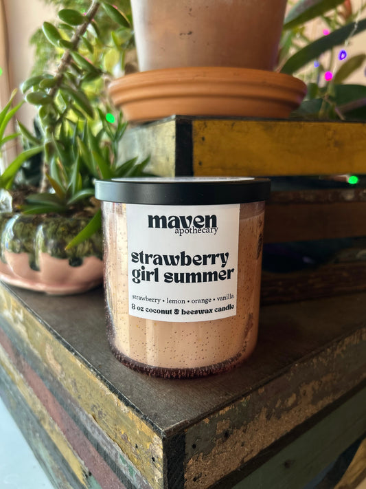 Strawberry Girl Summer Beeswax & Coconut Wax Candle 8oz