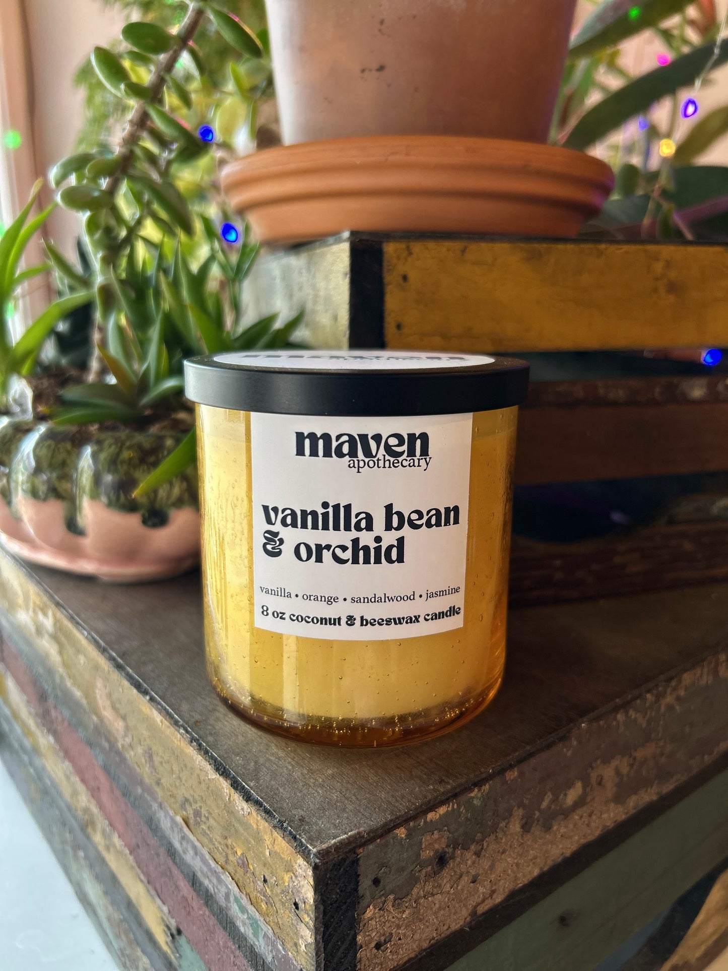 Vanilla Bean & Orchid Beeswax & Coconut Wax Candle 8oz