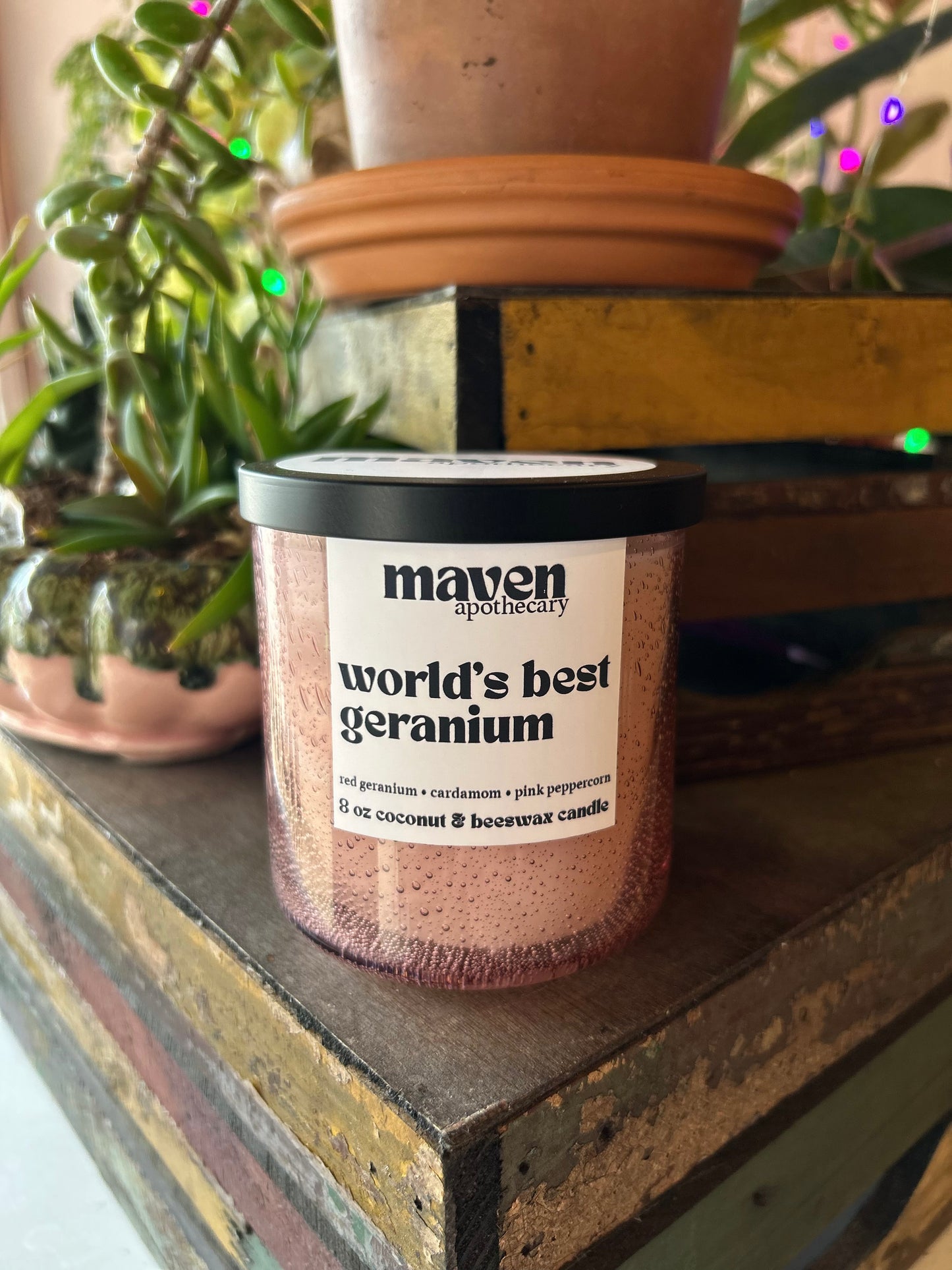 World's Best Geranium Beeswax & Coconut Wax Candle 8oz
