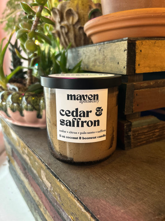 Cedar & Saffron Beeswax & Coconut Wax Candle 8oz