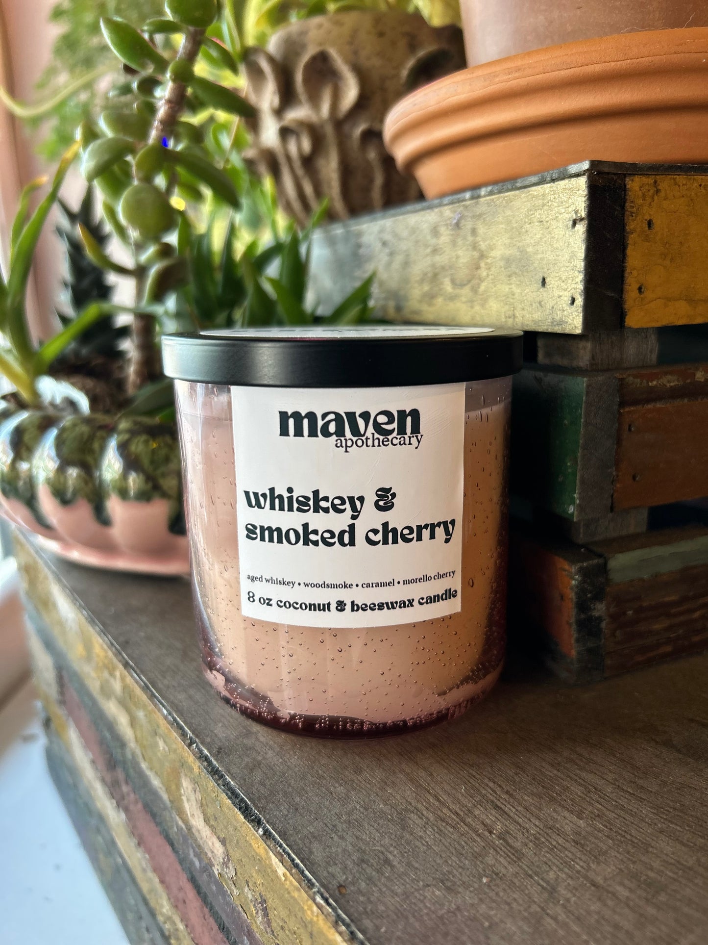 Whiskey & Smoked Cherry Beeswax & Coconut Wax Candle 8oz