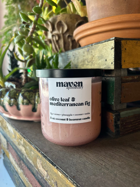 Olive Leaf & Mediterranean Fig Beeswax & Coconut Wax Candle 8oz