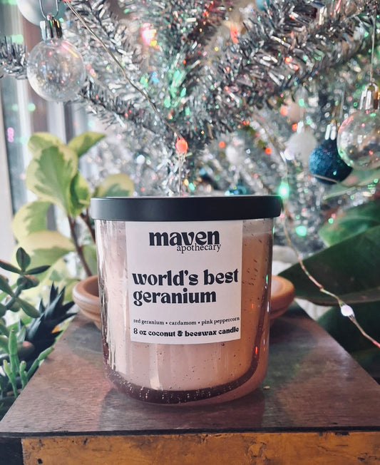 World's Best Geranium Beeswax & Coconut Wax Candle 8oz