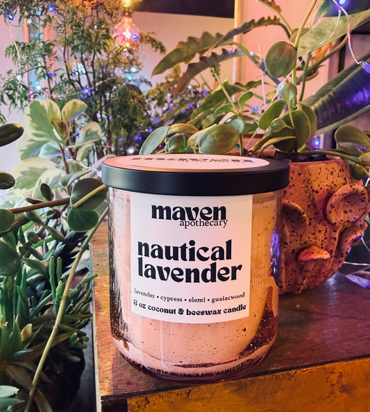 Nautical Lavender Beeswax & Coconut Wax Candle 8oz
