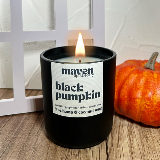 Black Pumpkin Hemp & Coconut Wax Candle 8oz