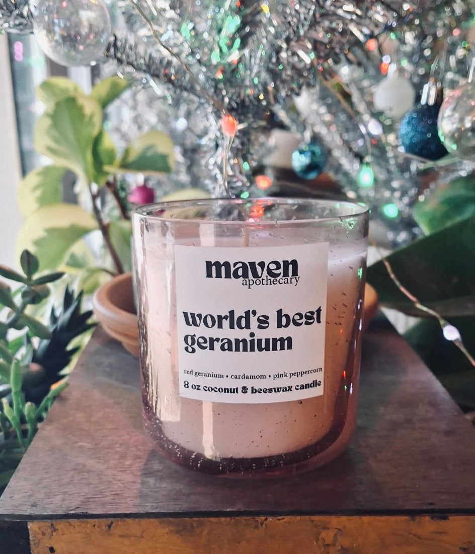 World's Best Geranium Beeswax & Coconut Wax Candle 8oz