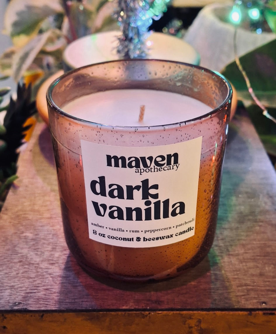 Dark Vanilla Beeswax & Coconut Wax Candle 8oz