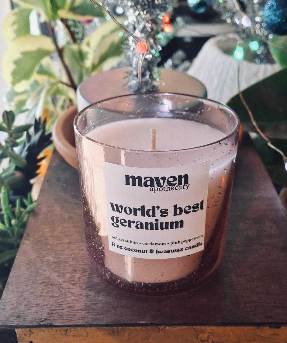 World's Best Geranium Beeswax & Coconut Wax Candle 8oz