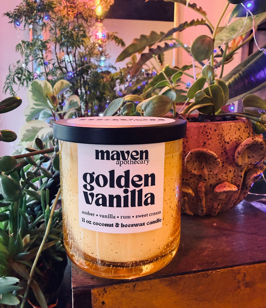 Golden Vanilla Beeswax & Coconut Wax Candle 8oz