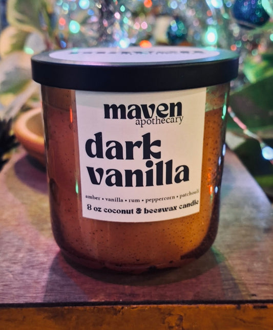 Dark Vanilla Beeswax & Coconut Wax Candle 8oz