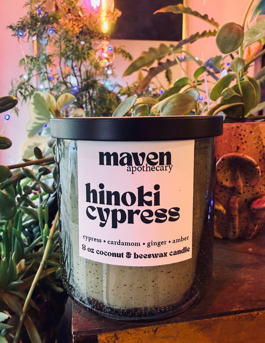 Hinoki Cypress Beeswax & Coconut Wax Candle 8oz