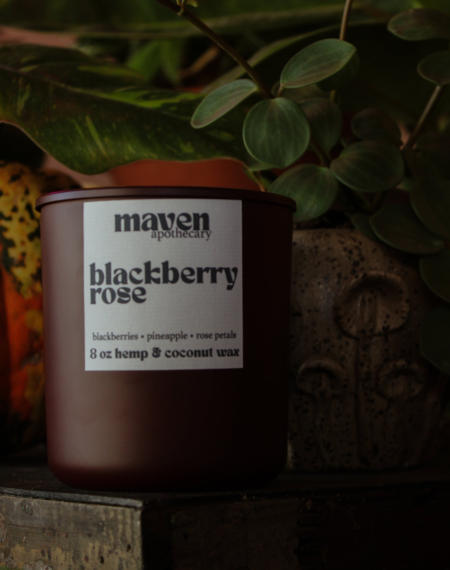 Blackberry Rose Hemp & Coconut Wax Candle 8oz