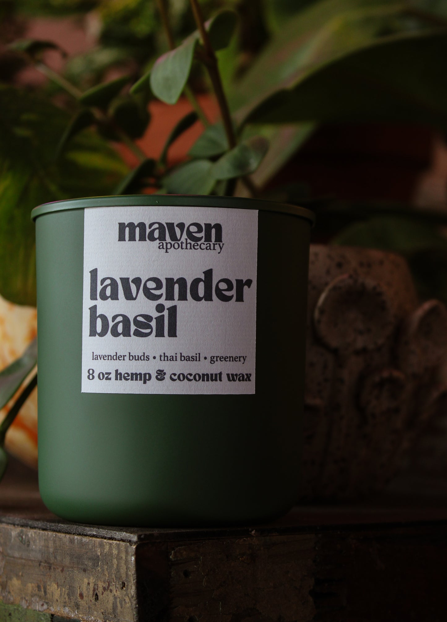 Lavender Basil Hemp & Coconut Wax Candle 8oz