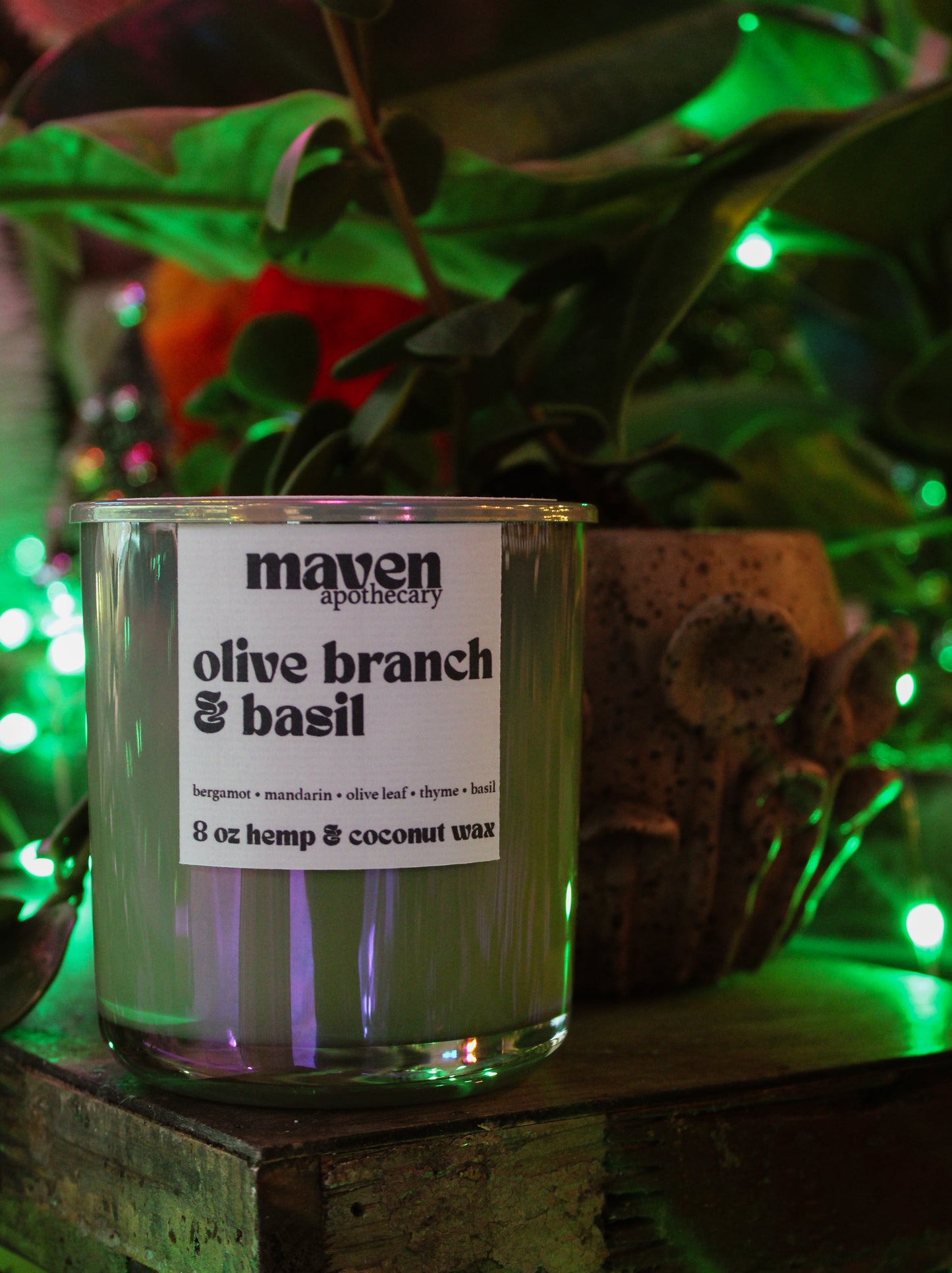 Olive Branch & Basil Hemp & Coconut Wax Candle 8oz