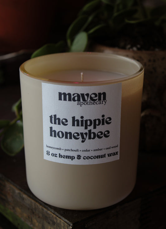 The Hippie Honeybee Hemp & Coconut Wax Candle 8oz