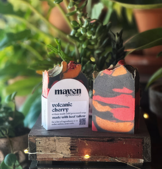 Cold Process Soap Volcanic Cherry (Made with TALLOW) 6.5oz