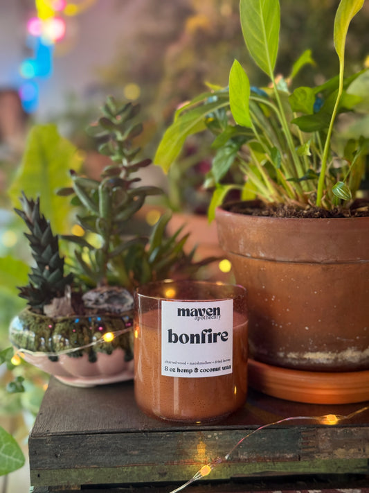 Bonfire Hemp & Coconut Wax Candle 8oz