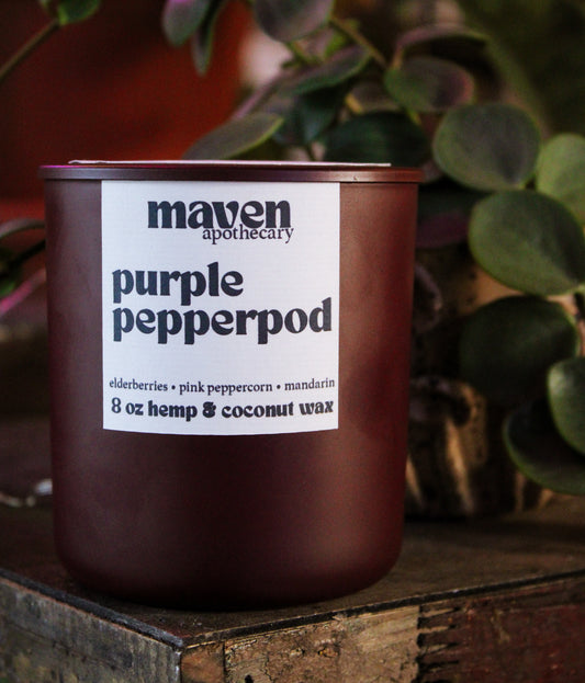 Purple Pepperpod Hemp & Coconut Wax Candle 8oz