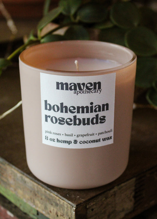 Bohemian Rosebuds Hemp & Coconut Wax Candle 8oz