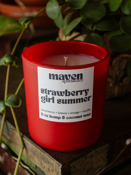 Strawberry Girl Summer Hemp & Coconut Wax Candle 8oz
