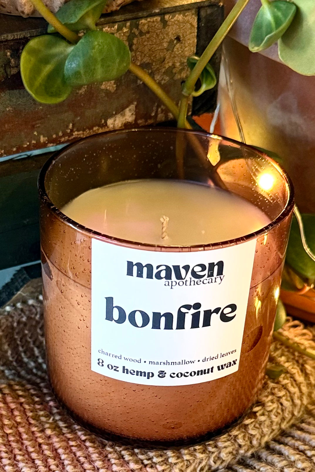 Bonfire Hemp & Coconut Wax Candle 8oz