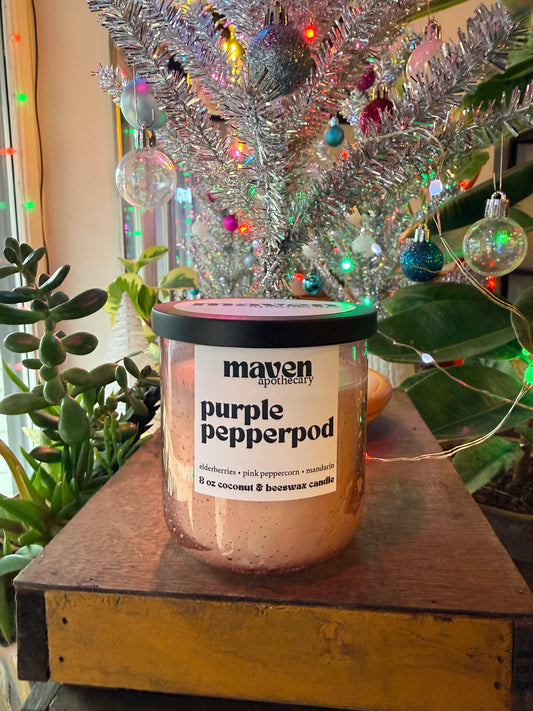 Purple Pepperpod Beeswax & Coconut Wax Candle 8oz