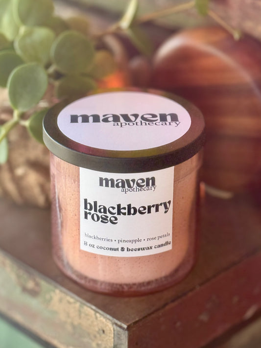 Blackberry Rose Beeswax & Coconut Wax Candle 8oz