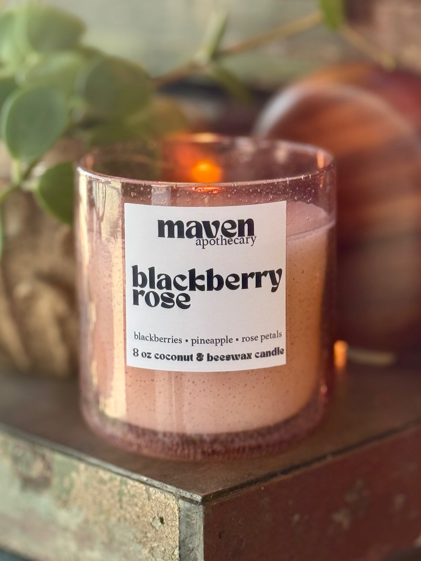 Blackberry Rose Beeswax & Coconut Wax Candle 8oz