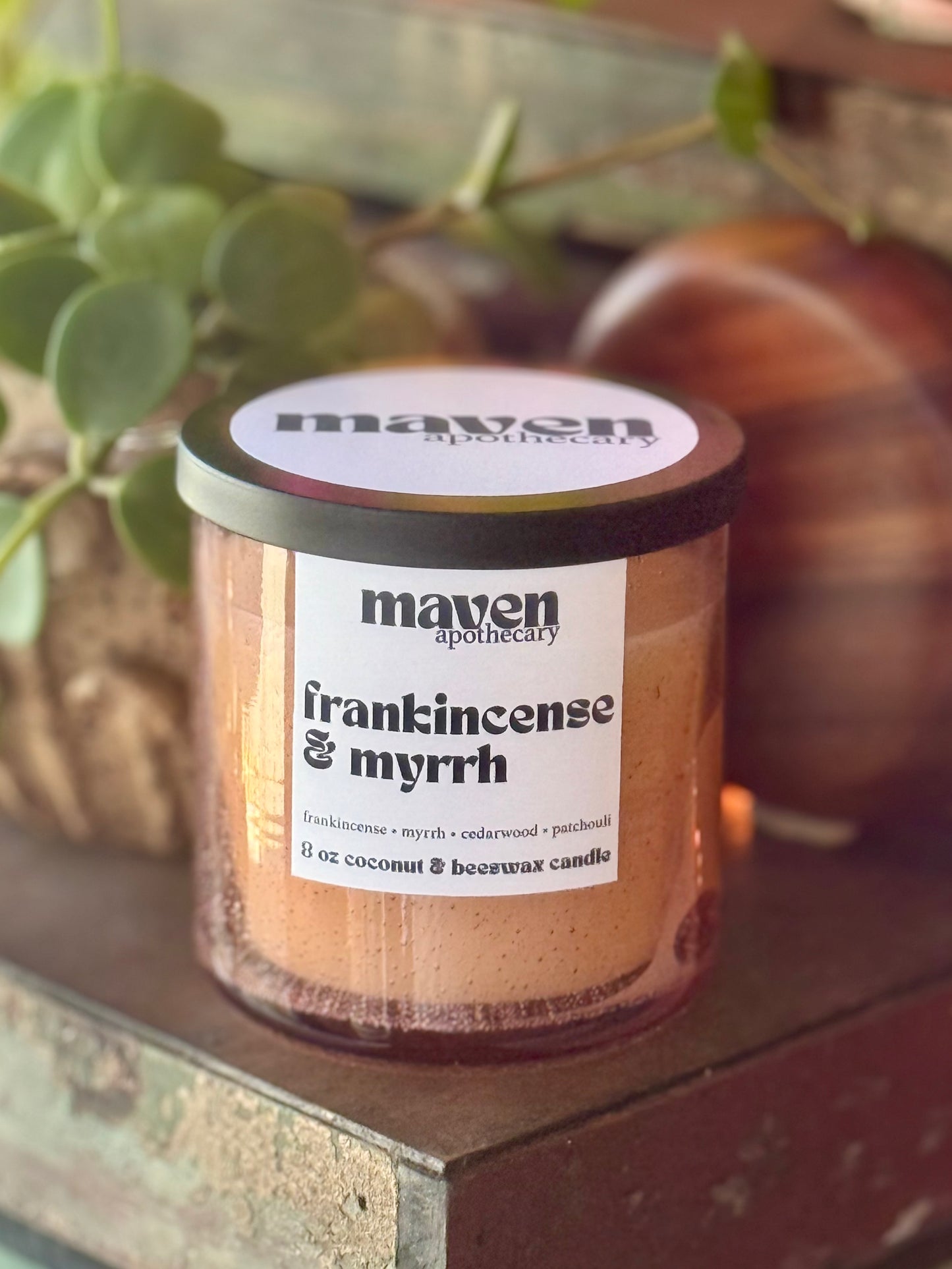 Frankincense & Myrrh Beeswax & Coconut Wax Candle 8oz