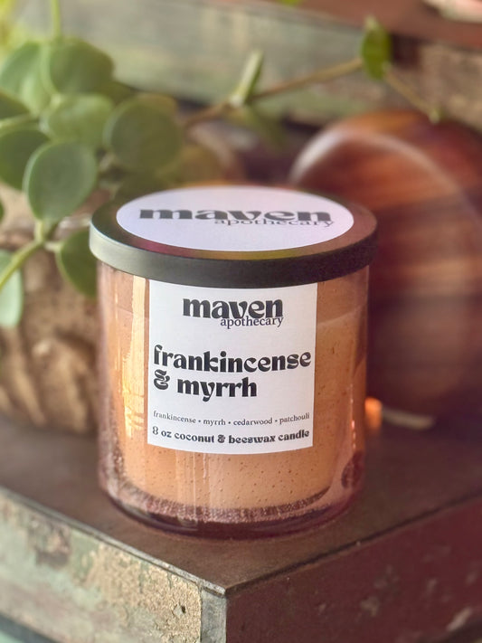Frankincense & Myrrh Beeswax & Coconut Wax Candle 8oz
