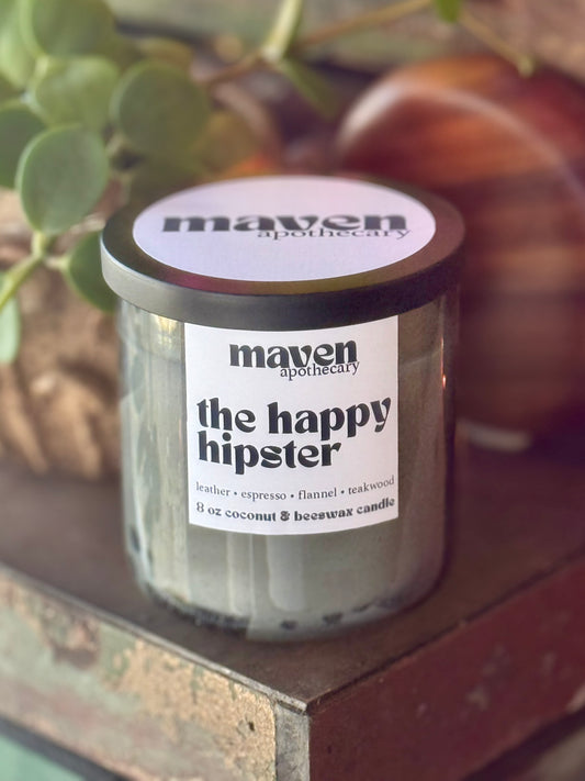 The Happy Hipster Beeswax & Coconut Wax Candle 8oz
