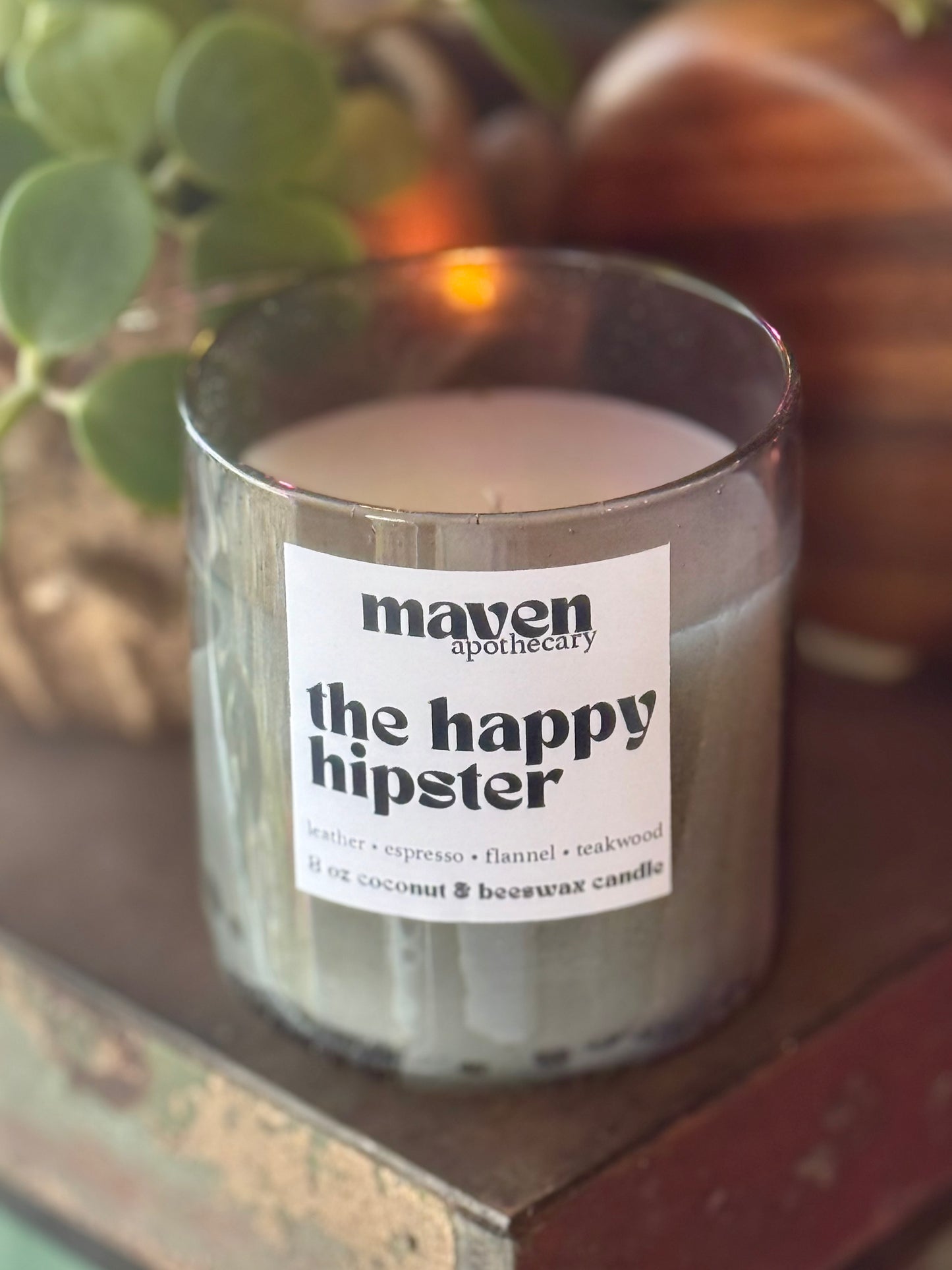 The Happy Hipster Beeswax & Coconut Wax Candle 8oz
