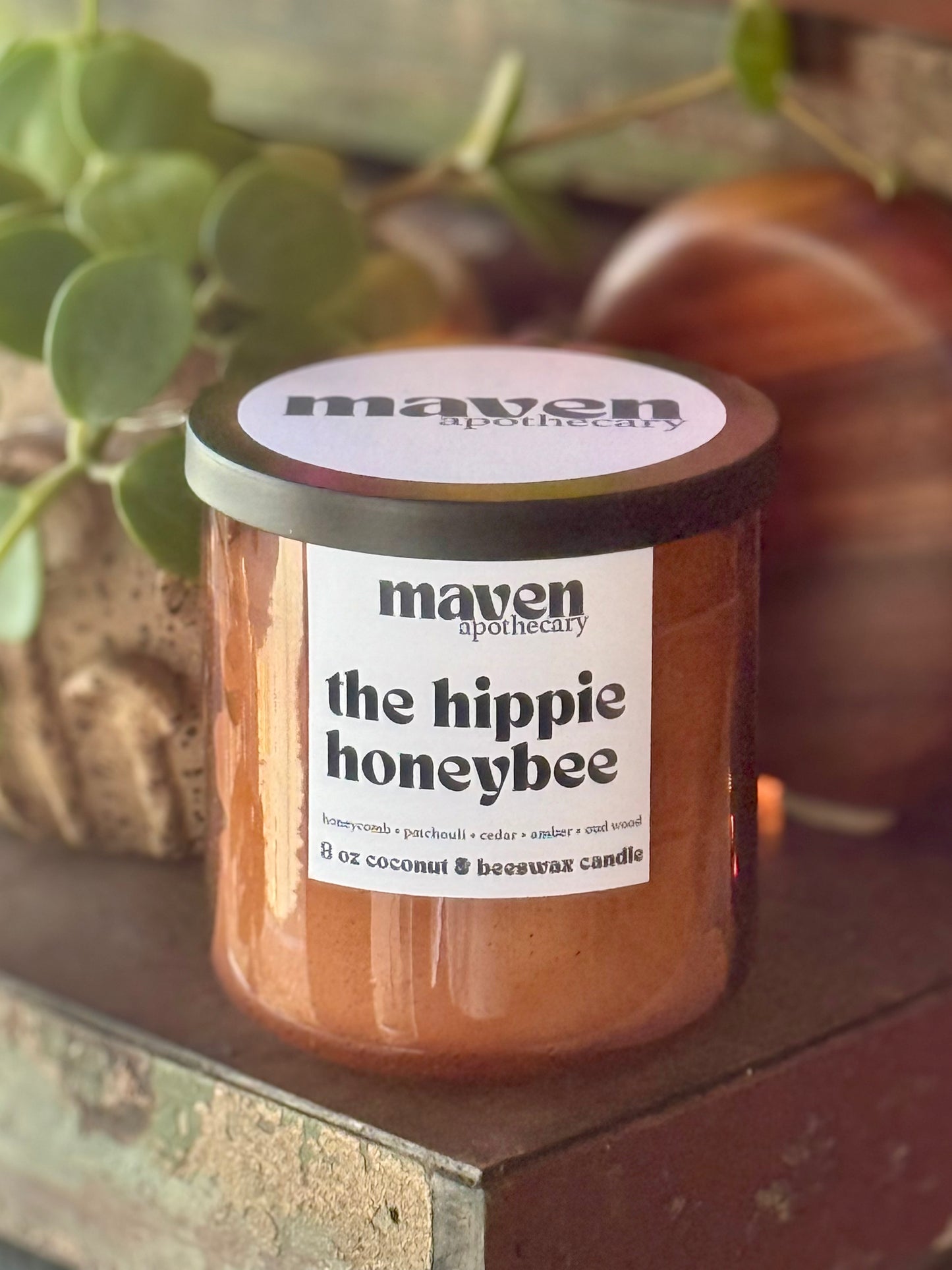 The Hippie Honeybee Beeswax & Coconut Wax Candle 8oz