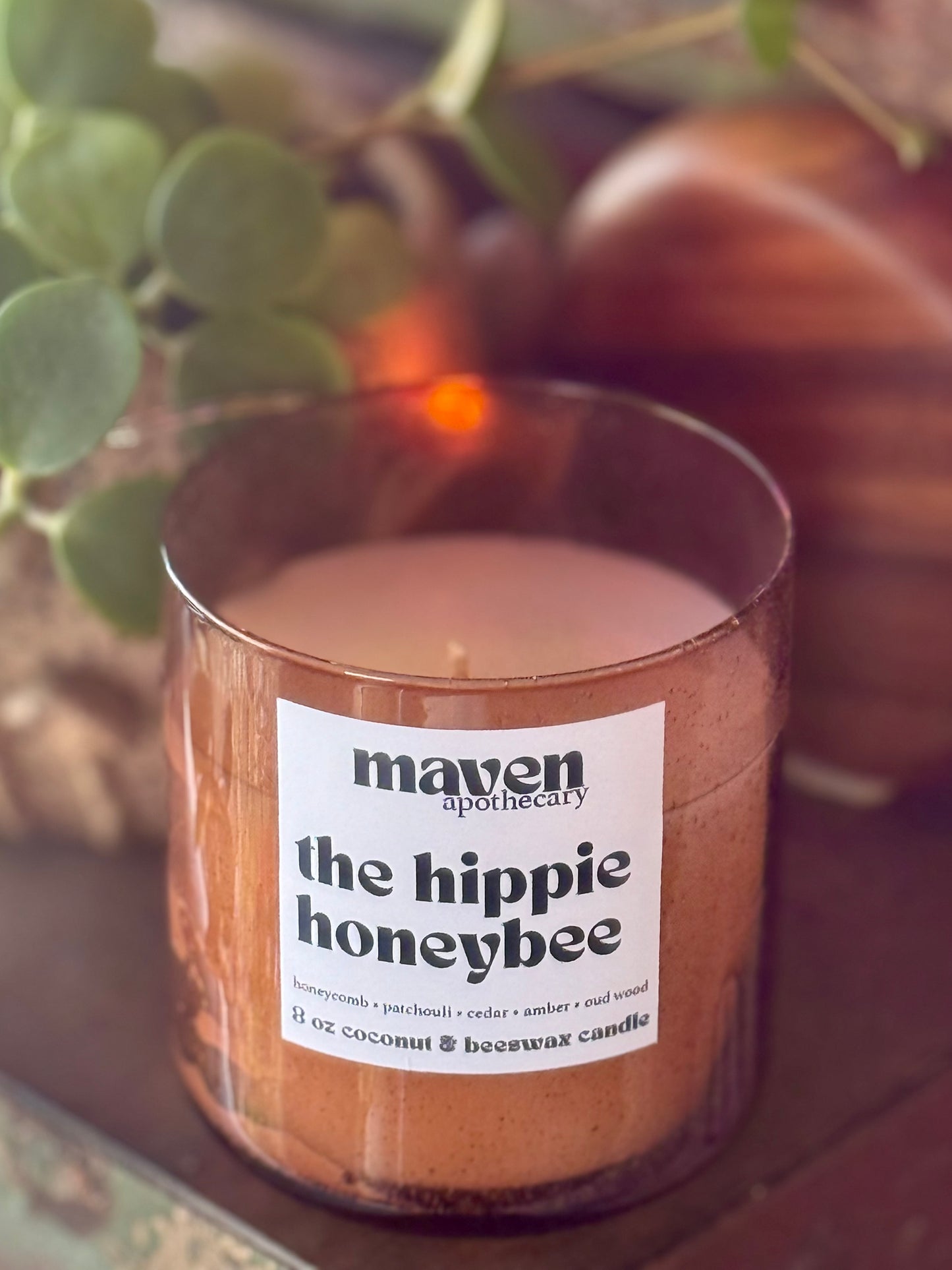 The Hippie Honeybee Beeswax & Coconut Wax Candle 8oz
