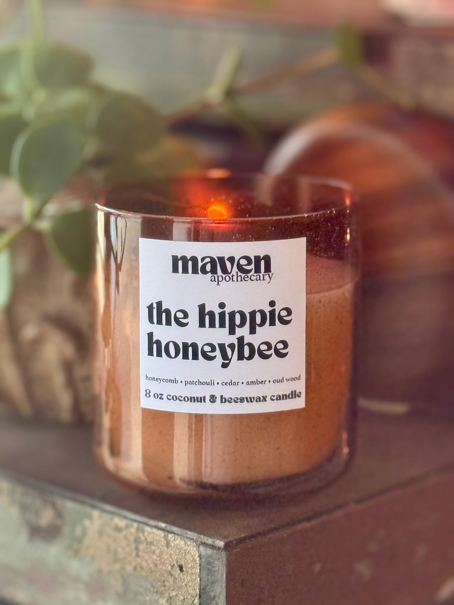The Hippie Honeybee Beeswax & Coconut Wax Candle 8oz