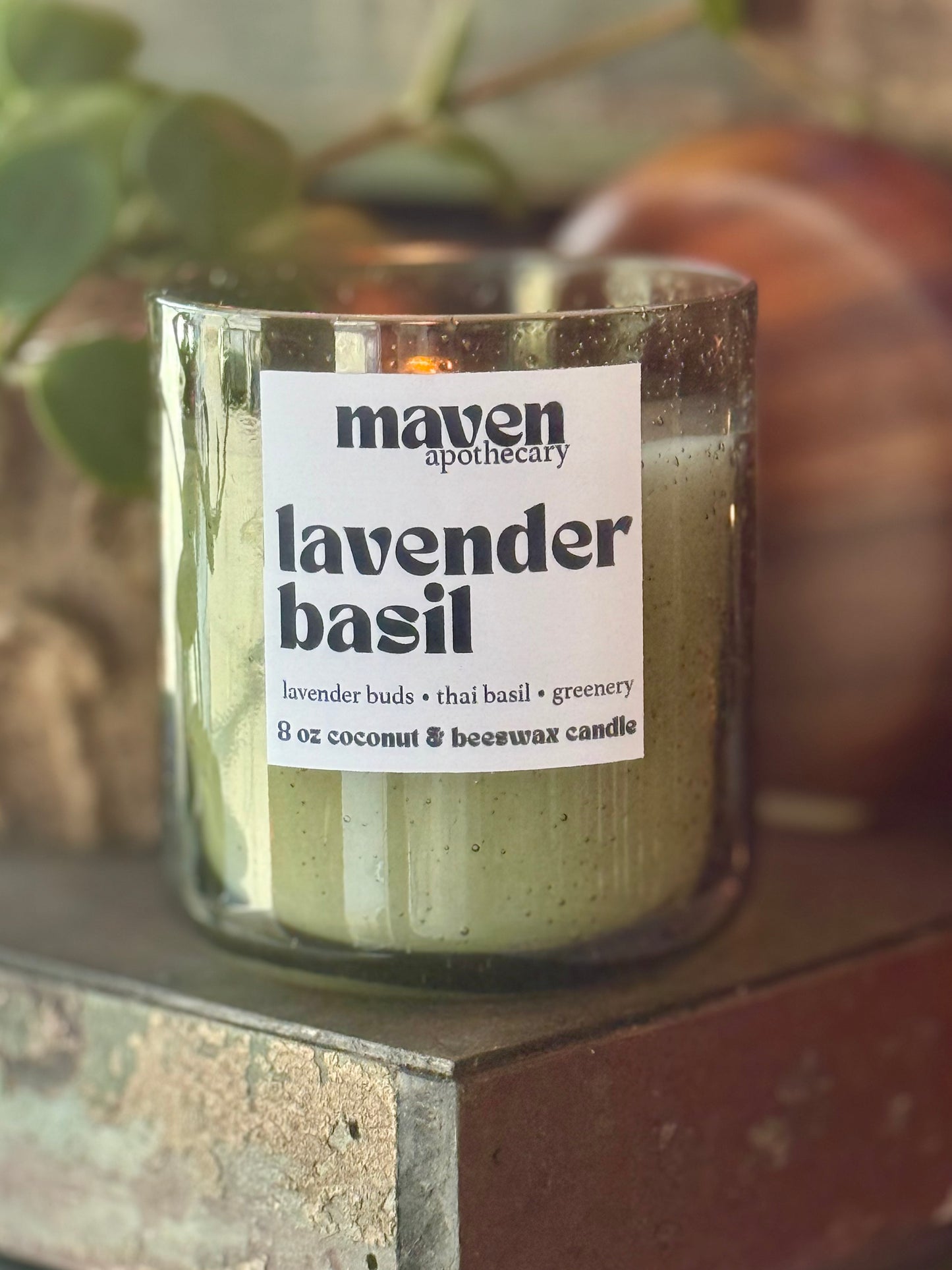 Lavender Basil Beeswax & Coconut Wax Candle 8oz